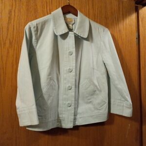 Womens Talbots Petites Blazer Sz 10p Powder Blue 5 Buttons 98% Cotton 2% Spandex